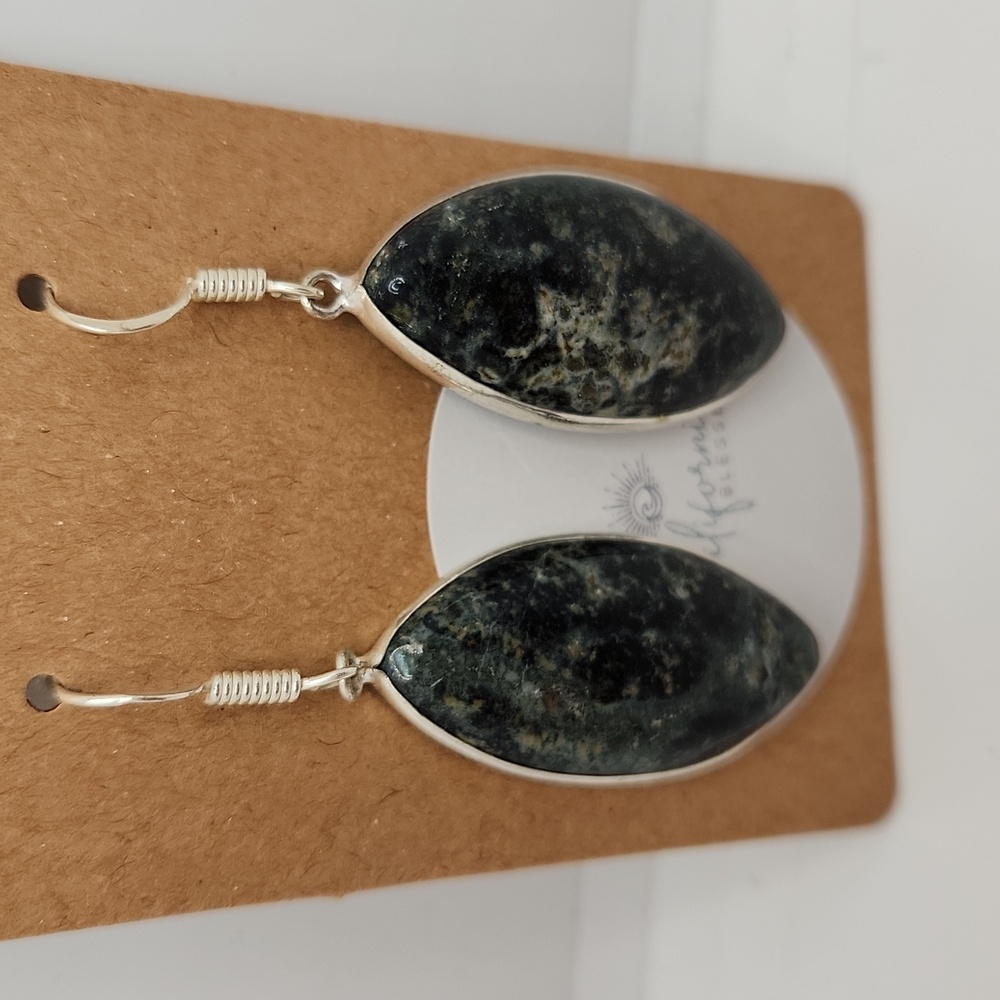 African Turquoise Earrings 2" long #17 NWOT